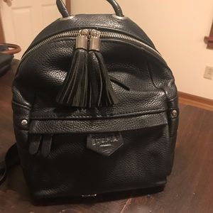 Genuine leather Black mini backpack custom made